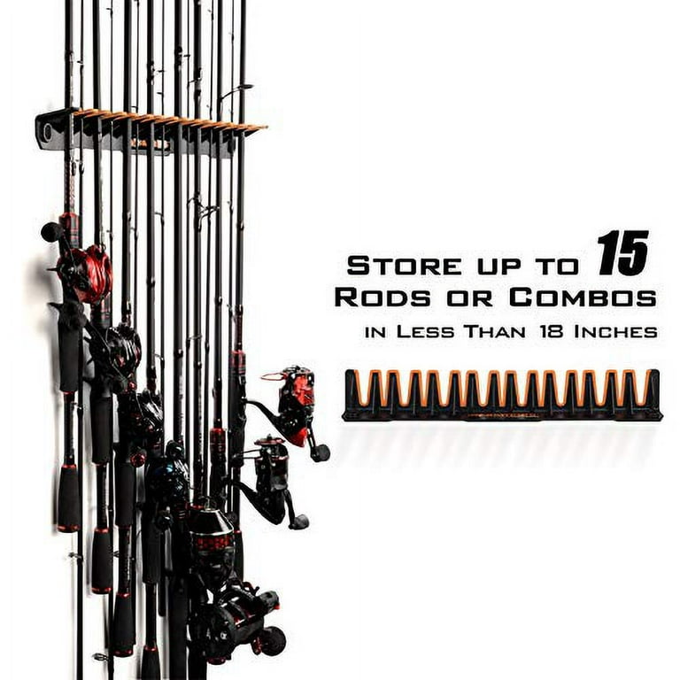 Vertical Fishing Rod Holder – Wall Mounted Rod Rack, Store 15 Rods