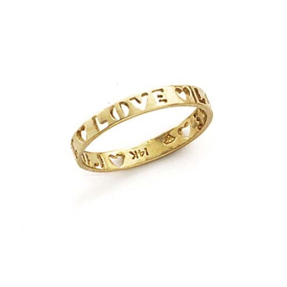 14k Yellow Gold Cutout Live Love Ring - 1.2 Grams - Size 7.0
