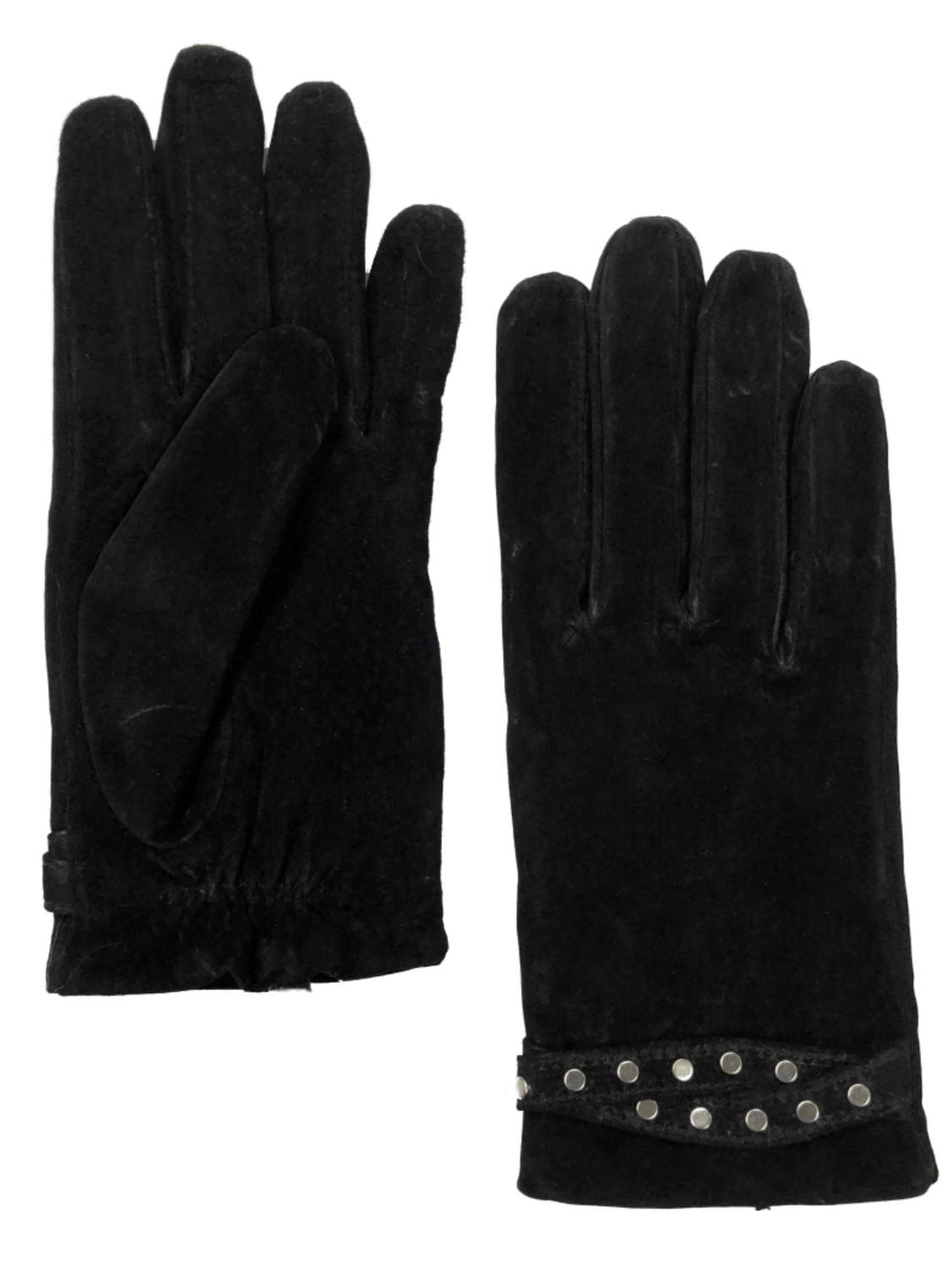 Fownes Brothers - Fownes Womens Black Suede Leather Studded Gloves ...