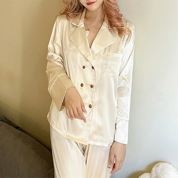 FAIWAD Ensemble de Pyjama en Satin Pcs pour Femmes Chemises à