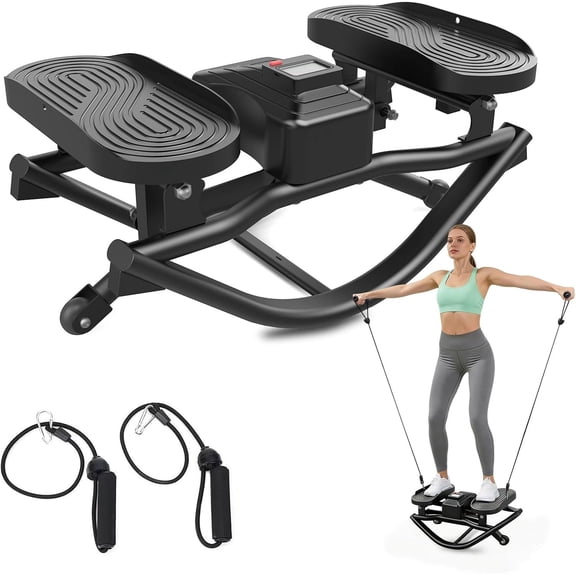 HXD-ERGO Rock Stepper with Elastic Resistance Bands, Side-to-Side Lateral Rocking Motion, Digital Display & High-Capacity Design for Home Leg GluteWorkout