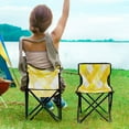 thumbnail image 5 of 600D Oxford Camping Chair Portable Foldable Chair Supports 220 lbs for Picnic, Fishing, Backpacking Yellow and White Checkered Squares, 5 of 8