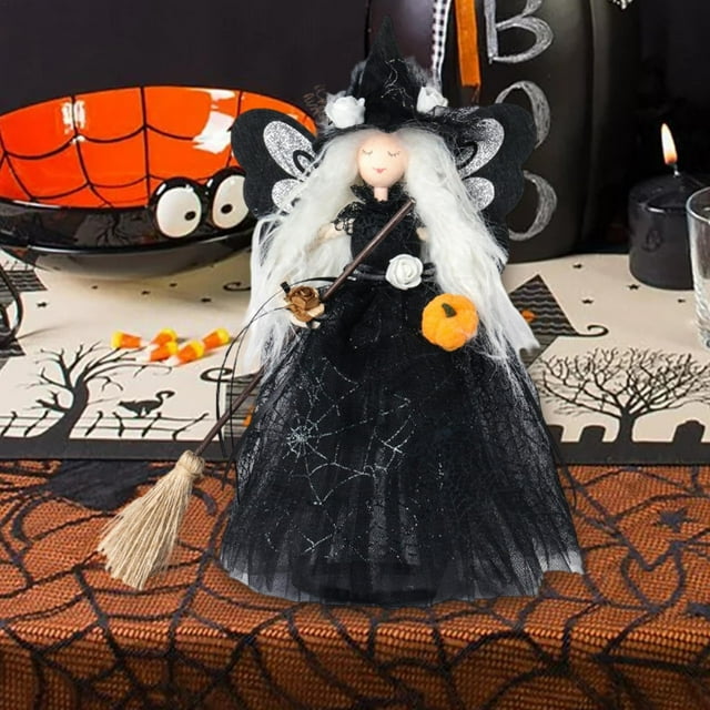 Halloween Witch Doll Tree Topper And Hanging Home Desktop Ornament For Seasonal Display