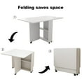 thumbnail image 6 of Folding Dining Table Modern Drop Leaf with 6 Wheels 2-Tier Storage Shelf Space Saving for Small Apartment Kitchen, White, 6 of 7