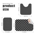 thumbnail image 3 of Gray and Black Checkered Pattern Bathroom Rug Set 3 Piece,Non-Slip Bath Mat Set with U-Shaped Contour and Runner Soft Absorbent Washable, 3 of 5
