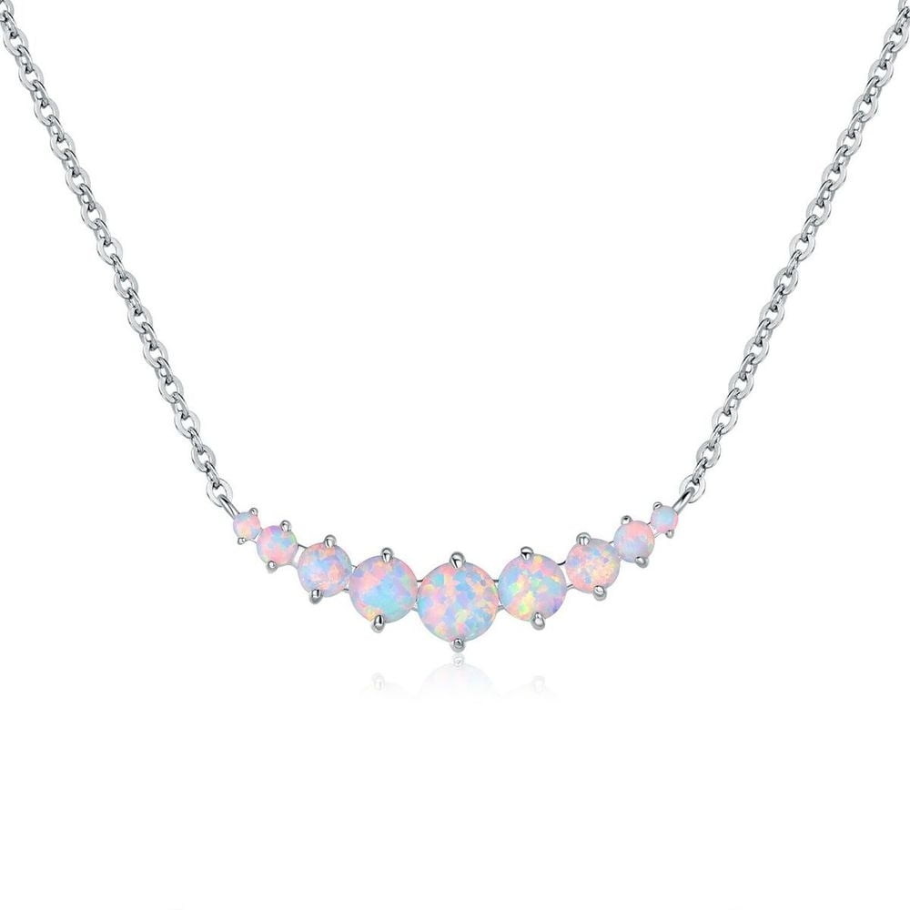 White Gold Plated Created Fire Opal 