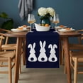 thumbnail image 2 of Easter Bunny Table Runner - 108 Inch Long, Kitchen Dining Table Runner Dresser Scarves, Cute Rabbit Family Vintage Navy Blue Abstract Farmhouse Decor for Coffee Tables Wedding Party Banquet, 2 of 8