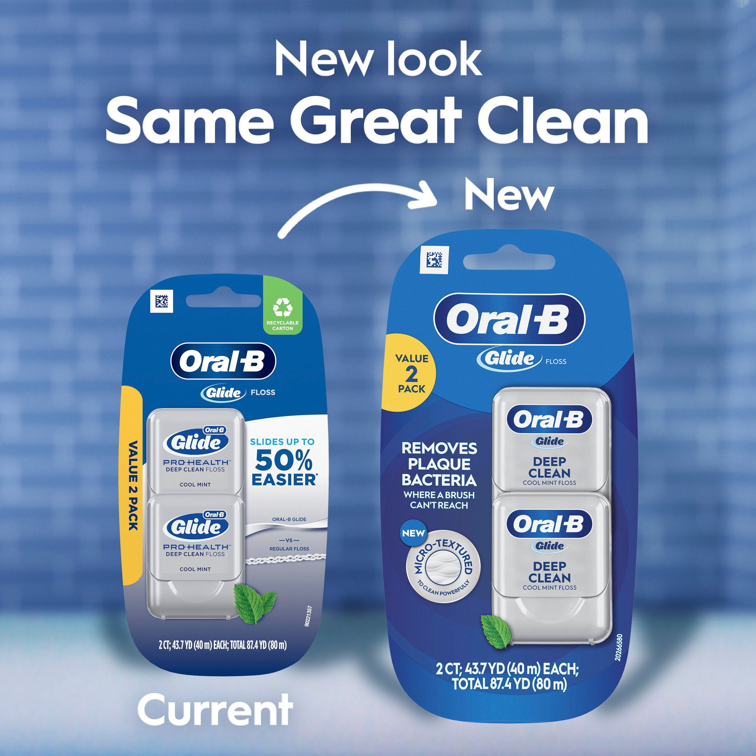 Oral-B Glide Pro-Health Deep Clean Dental Floss - Cool Mint - 87.4 yd- Pack of 2