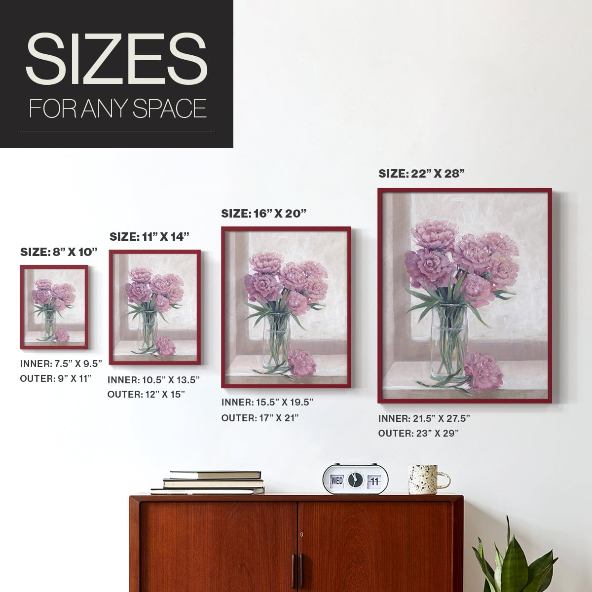 Windowsill Floral II Framed Print - Solid Wood in Single Picture Frame Solid Wood 2 Framed Print