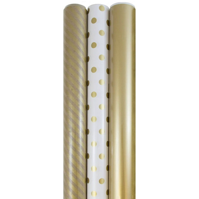 Jam Paper Industrial Size Bulk Wrapping Paper Rolls - Dancing Santa Gold - 1/2 Ream (1042.5 Sq ft) - Sold Individually, Size: 5004 x 30