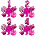 thumbnail image 2 of Juego de 6 globos de aluminio con números del 1 al 9 en color rojo rosa para fiestas de cumpleaños de niñas, decoraciones para baby shower, bodas, princesas, suministros para fiestas de Barbie, 2 of 5