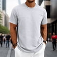thumbnail image 3 of Heavyweight T Shirts for Men Summer Short Sleeve Crewneck Textured Loose Casual T-Shirts Stretch Solid Basic Tee Shirt, 3 of 8
