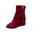 thumbnail image 1 of B91xZ Bottes Habillées pour Femmes Talon Épais Élastique Semelle Crantée, Rouge 9.5, 1 of 5