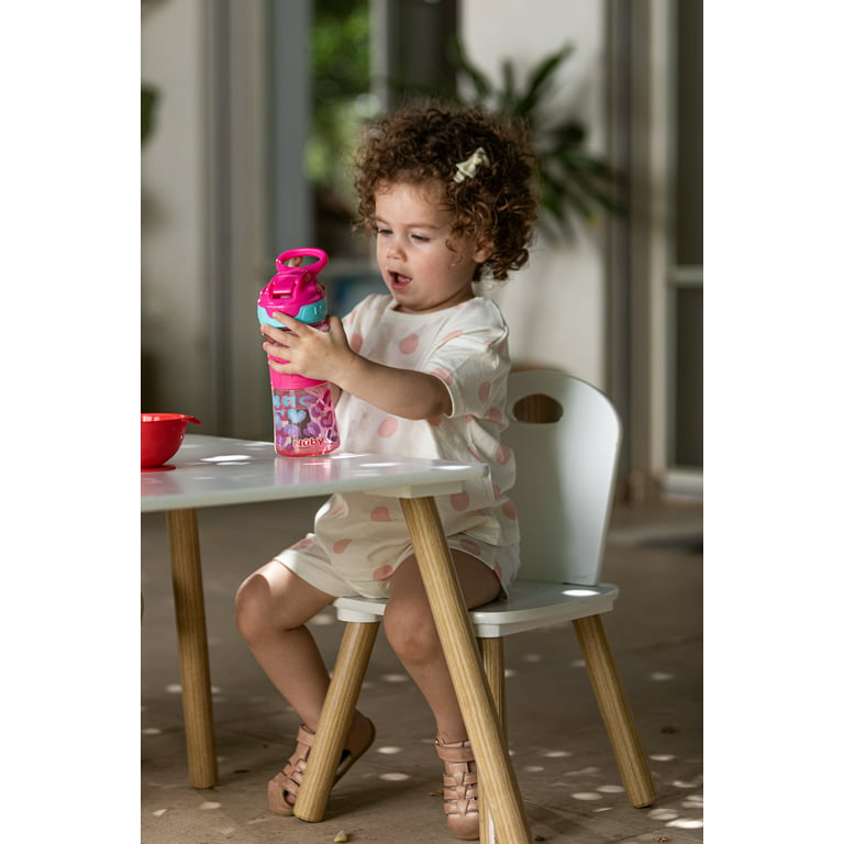 Nuby Thirsty Kids 12 oz Flip-It Reflex with Soft Grip Cup, Pink & Aqua Hearts, Size: 12 fl oz