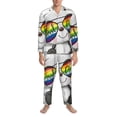 thumbnail image 3 of Balery Panda with Sun glasses Pijama para Hombre de Dos Piezas con Manga Larga, Conjunto de Dormir y Descanso Suave con Bolsillos-Large, 3 of 7