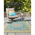 thumbnail image 3 of Unique Loom Outdoor Traditional Collection Area Rug - Cahuita (4'  x 6' Rectangle Blue/Green), 3 of 7