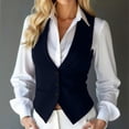 thumbnail image 5 of Avirosel Women's Casual Vest Tops V-Neck Sleeveless Button Down Vest Business Casual Outfits Navy, 5 of 7