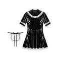 thumbnail image 6 of Sxiwei Womens Wetlook French Maid Cosplay Costume Short Sleeve Lace Trim Tutu Dress with Apron Black 3XL, 6 of 7