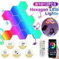 thumbnail image 1 of PENGXIANG 10 Pcs Hexagon LED Lights Modular DIY Hexagon Wall Light APP and Remote Control Smart RGB Gaming Light Music Sync Hexagon LED Panel USB LED Wall Lights for Gaming Setup Bedroom, 1 of 11