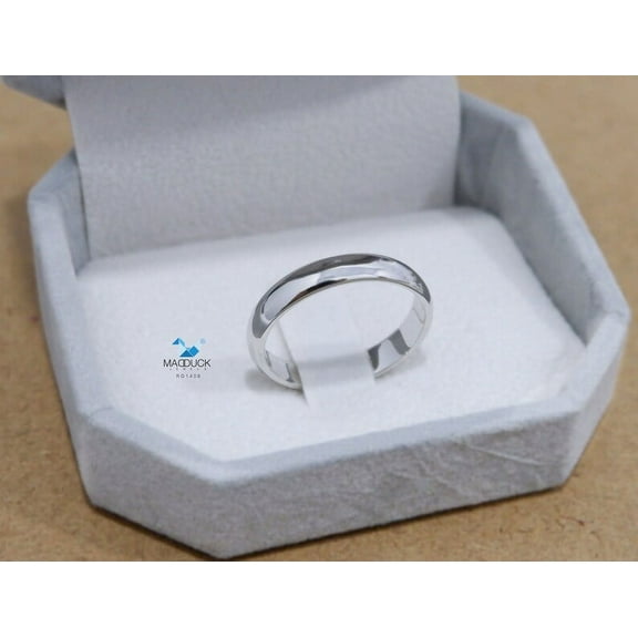 Sterling Silver 925 Ring / 4.0 mm. Comfort fit / Wedding band / Rhodium plated Nickel-Free / MadDuckJewels RG1406 / Thailand Jewelry