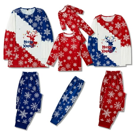 

Matching Family Pajamas Sets Christmas PJ s with Deer Long Sleeve Tee and Snowflake Print Pants Loungewear