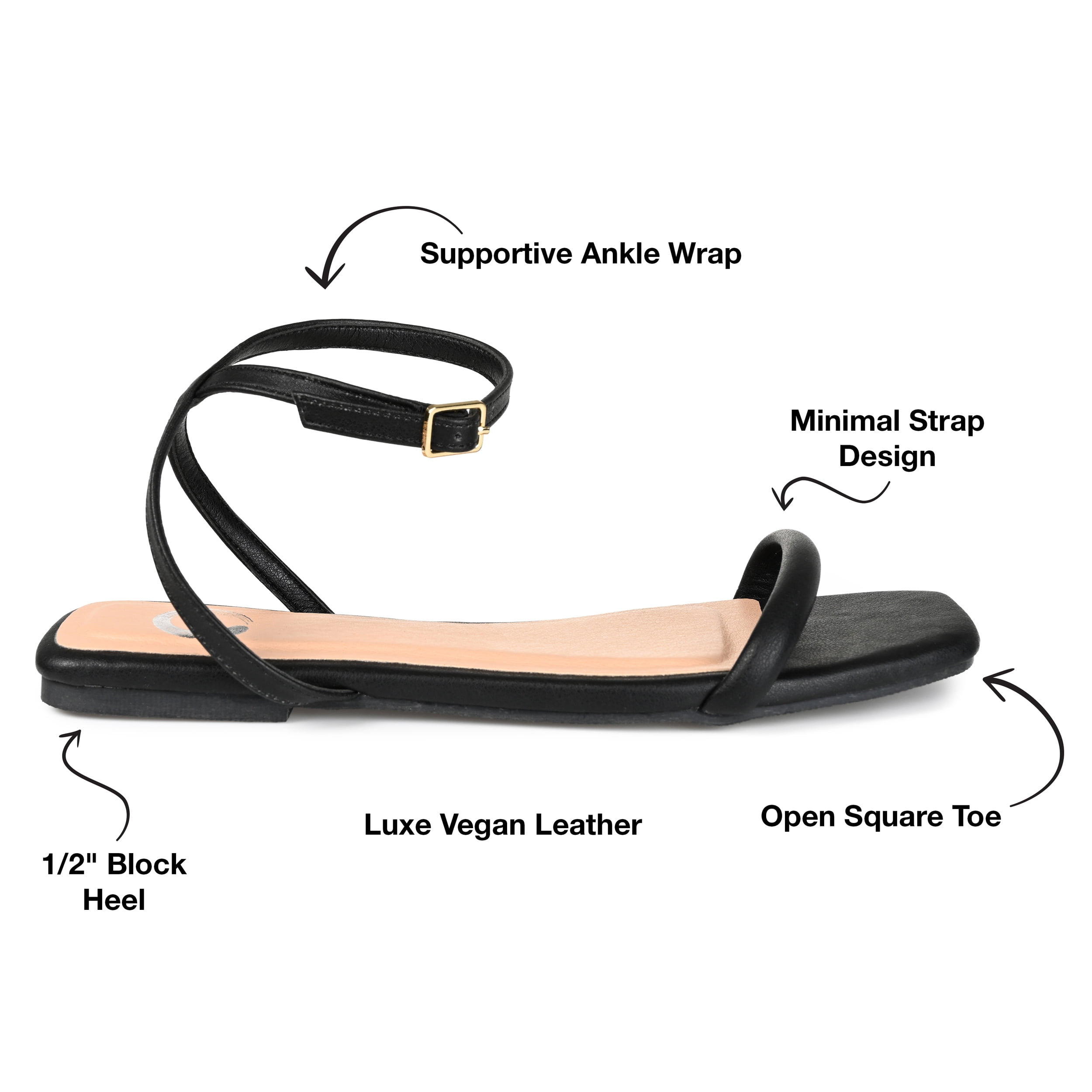 Journee Collection Womens Veena Ankle Strap Low Block Heel Sandals