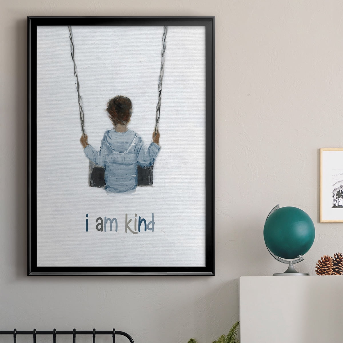 Boy on a Swing Premium Framed Print - Ready to Hang
