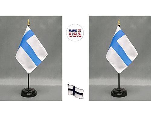 FINLAND 4X6" TABLE TOP FLAG W/ BASE NEW DESK TOP HANDHELD STICK FLAG