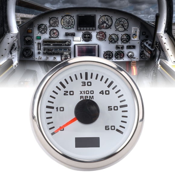 2In 52mm Tachometer, 6000RPM 7 Color Backlight Car Tachometer Tacho Gauge Revolution Meter, Universal Tachometer Gauge for Gasoline Engine, for Boat Marine Car Auto