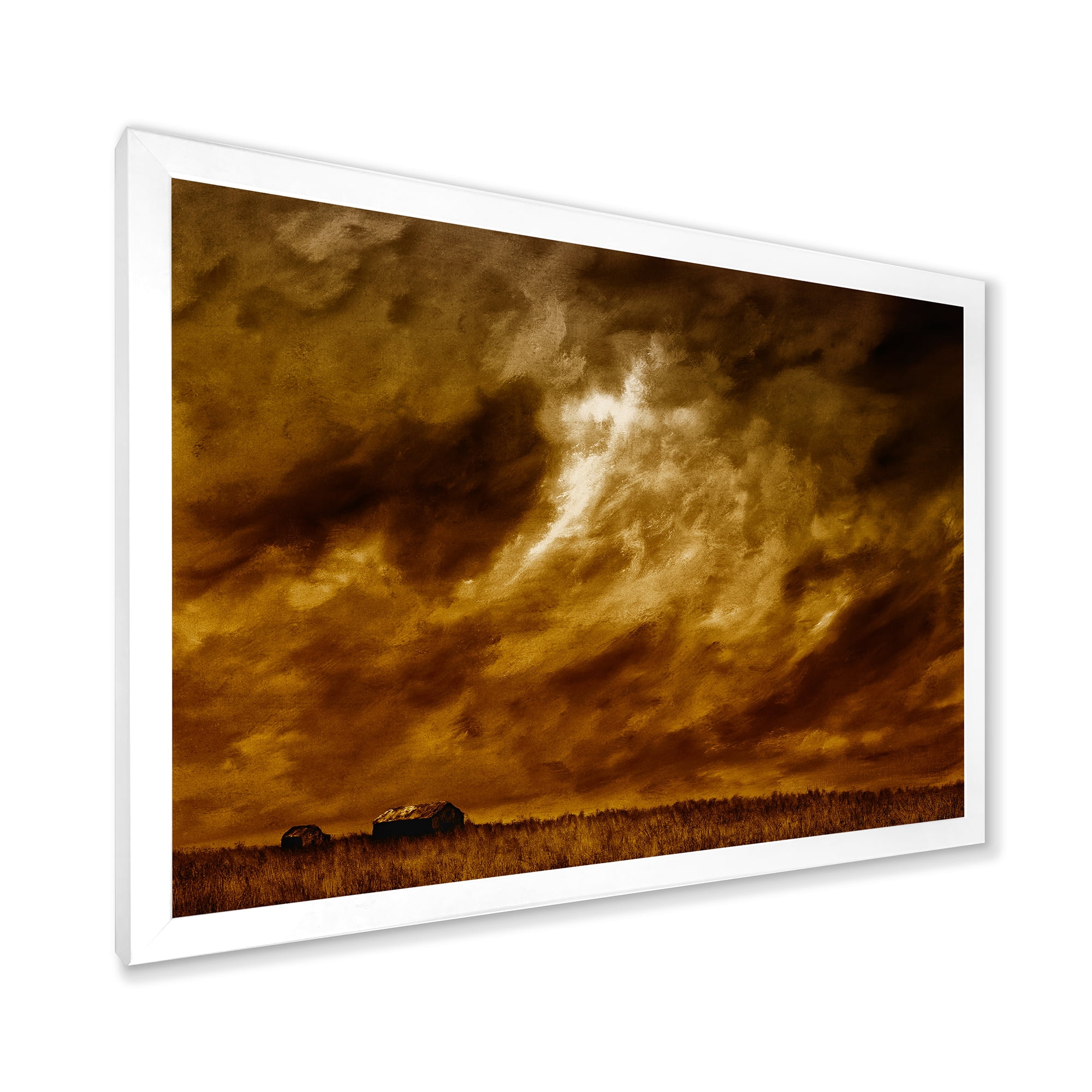 Designart 'Desert Farmhouse Under Cloudy Sky II' Farmhouse Framed Art Print