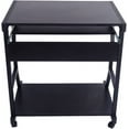 thumbnail image 6 of FCH Laptop Table Cart Mobile Laptop Desk Cart Computer Desk with Printer Stand and Pullout Keyboard Tray,Black, 6 of 7