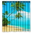 thumbnail image 1 of Cortina de ducha ABPHQTO de poliéster impermeable con ganchos Nice Tropical Beach Palms 160x180 cm, 1 of 1