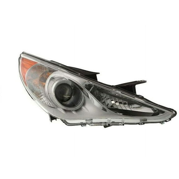 Right Passenger Side Halogen Headlight Assembly with White Bezel - Compatible with 2011 - 2014 Hyundai Sonata 2012 2013