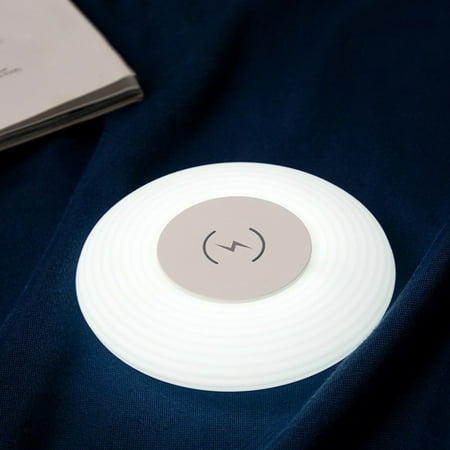 

Djiypn Bedside Intelligent Induction Night Flying Saucer Wireless Fast Charging Night USB Charging Port Bedroom Office LED Night