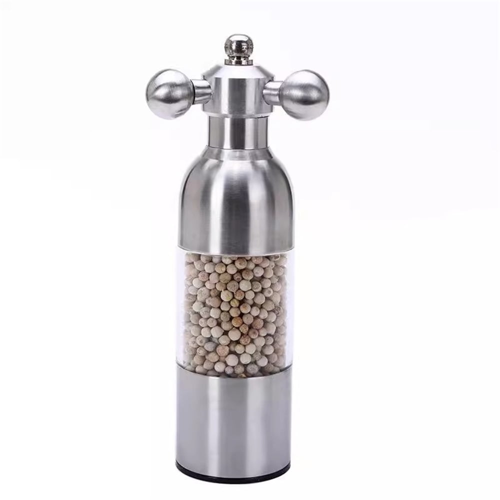 Salt and Pepper Grinder, Manual Stainless Steel Faucet Salt Shakers Mill with Handle, Refillable Adjustable Coarseness, for Home, Restaurant, BBQ,Silver,small（only one grinder）