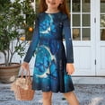 thumbnail image 2 of DISNIMO Long Sleeve Butterfly Dress Girls 3-4 Girl Dresses Collar Dresses for Girls Moon Dress Kids School Dresses for Girls Blue Long Sleeve Dress Kids Girls Casual Dresses Fall Midi Dress Girls, 2 of 7