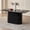 Black, variant on 63" Dining Table for 4 Person, [Rounded Corners] [Striped Pedestal Base] Farmhouse Modern Rectangle Kitchen Dinner Table, Beige