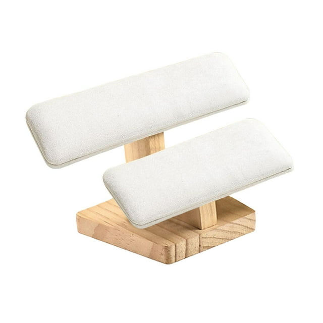 Soporte para pulseras, expositor de relojes, tocador, base de madera, vitrina, organizador de joyas 2 capas