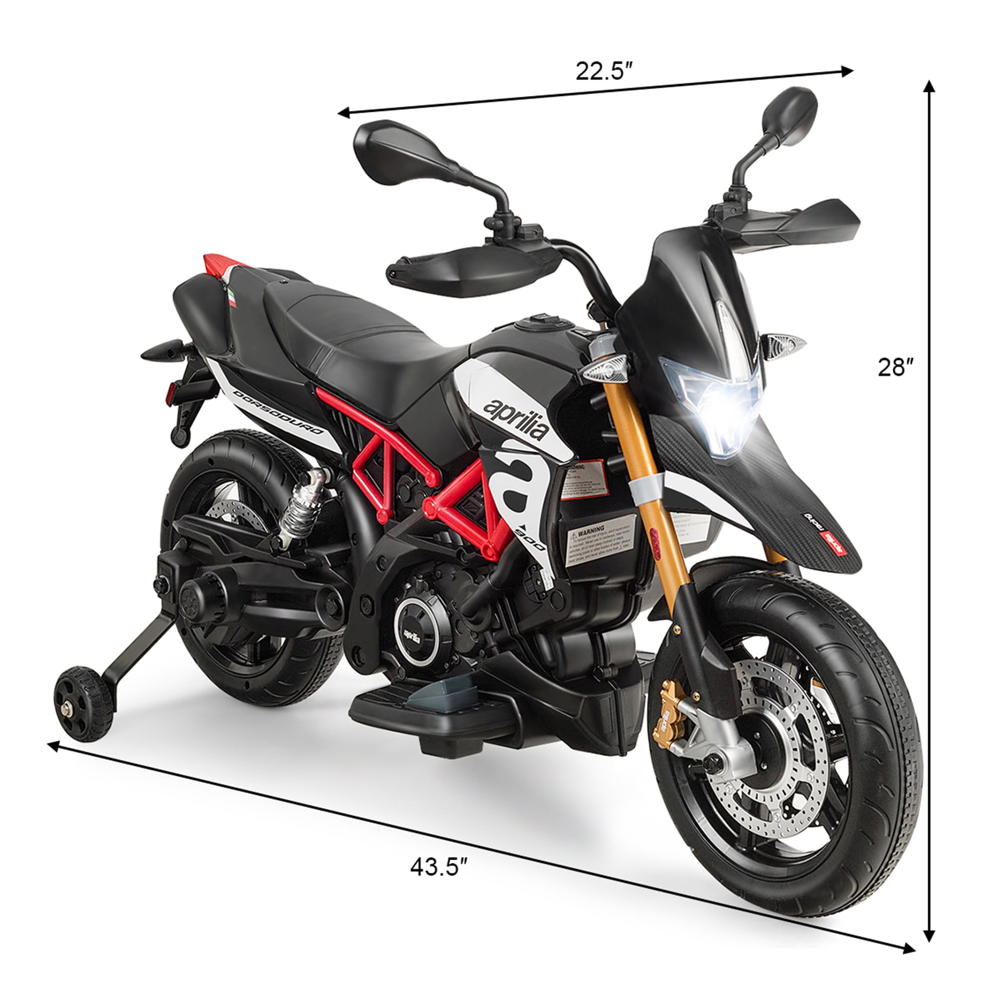 Gymax 12V Licensed Kids Ride On Motorcycle w/ Headlight Training Wheel Black