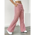 thumbnail image 2 of Plus Size Linen Striped Pants for Women Drawstring Long Pants Slim Trousers with Pockets, 2 of 5