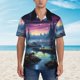 thumbnail image 2 of Fotbe Fantasy Landscape Starry Night Camisa Hawaiana para Hombre Unisex – Camisa Casual de Verano con Botones de Manga Corta de Algodón y Lino,3X-Large, 2 of 7
