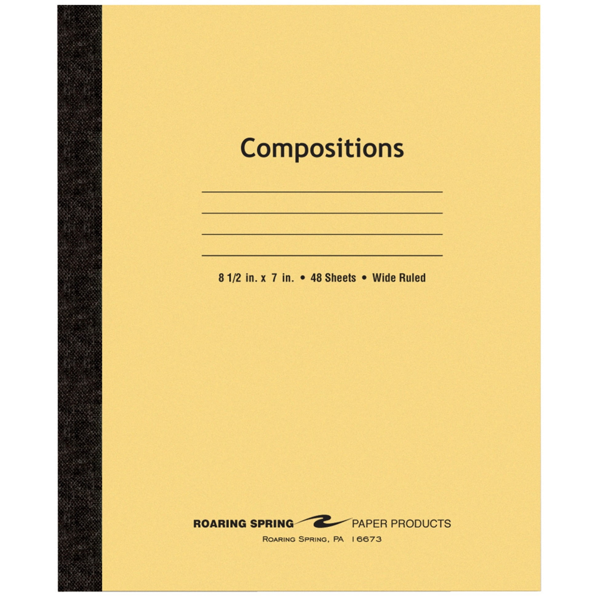 Roaring Spring Composition Notebooks, Case of 72 Books, Wide Ruled, 48 Sheets per Book, 15# White Paper, 8.5"x7", Flexible Manila 7 pt Tagboard Covers