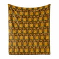 thumbnail image 1 of Zambia Soft Flannel Fleece Throw Blanket, Kenya Motif Geometrical Effects Print, Cozy Plush for Indoor and Outdoor Use, 60" x 80", Yellow Brown Green, by Ambesonne, 1 of 6
