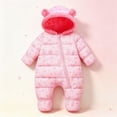 thumbnail image 2 of 0-3 Months Newborn Baby Baby Boys Girls Snowsuits Winter Outfits Fleece Lined Hooded Footed Romper Cute Cartoon Print Warm Jumpsuit Infant Winter Clothes, 2 of 9