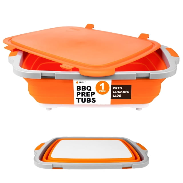 Barbacoa plegable Prep Tub Drip EZ con tabla de cortar y tapa XL