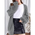 thumbnail image 6 of Women Chunky Knit Cardigan Long Sleeve V Neck Button Up with Pocket Sweater Coat for Fall and Winter Gray M, 6 of 8