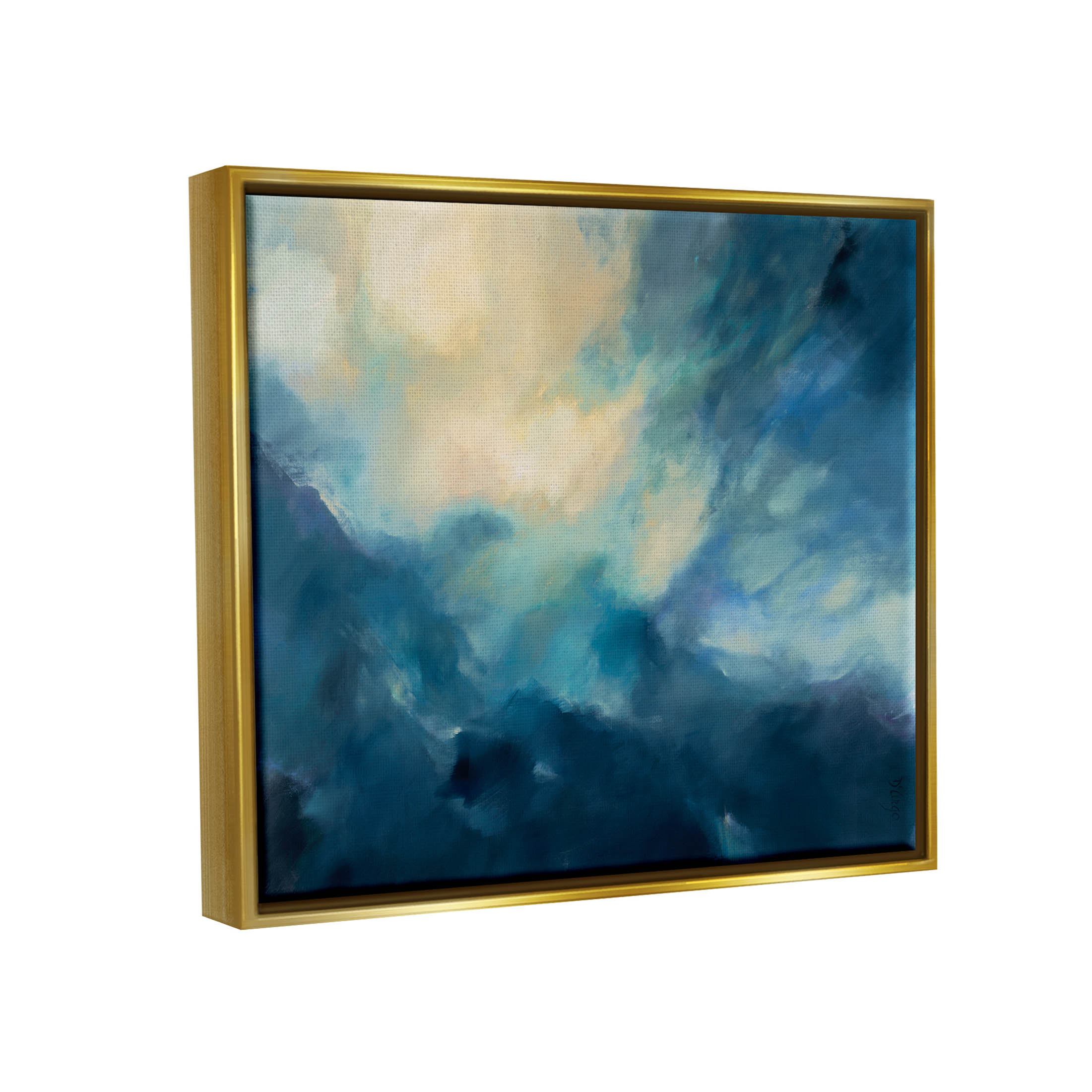 Stupell Industries Abstract Night Sky Scene Graphic Art Metallic Gold Floating Framed Canvas Print Wall Art, Design by Dina D'Argo