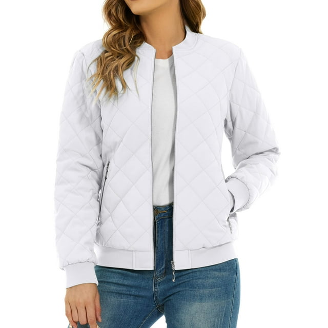 Padded Warm Jackets Womens Classic Retro Pilot bomber Jackets Quilted Coats Zip Up