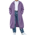 thumbnail image 2 of Girls Hoodie Long Jackets with Pockets Oversized Casual Adjustable Full Zip Kids Fall Jackets Purple 6, 2 of 7