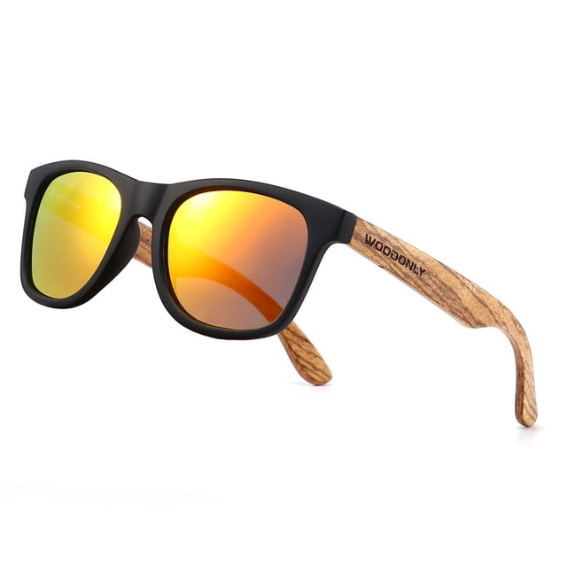 Gafas de Sol WOODONLY de Madera de Cebra Polarizadas Unisex con Montura Naranja